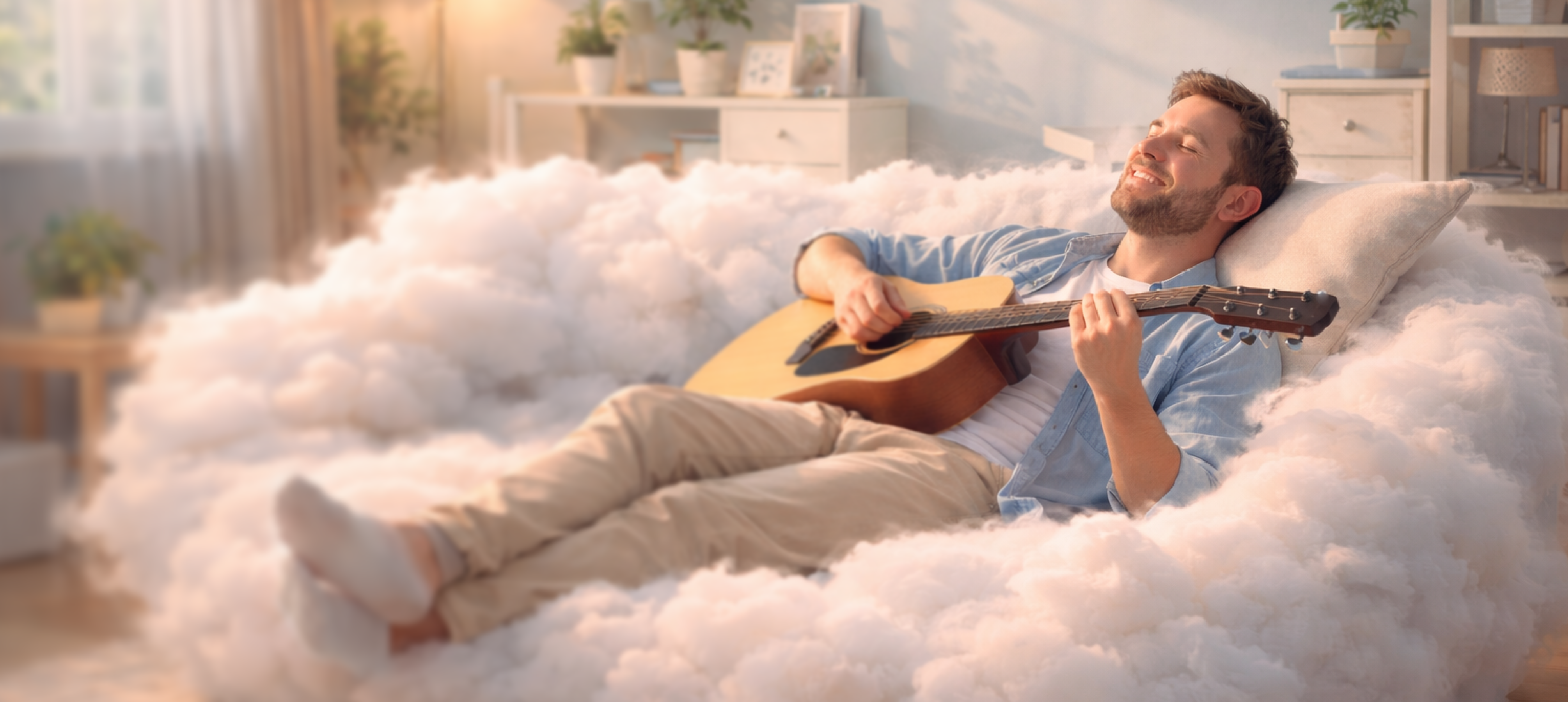 Entspannter Mann auf dem Sofa, während Huunt Jobsuche und Bewerbungen übernimmt